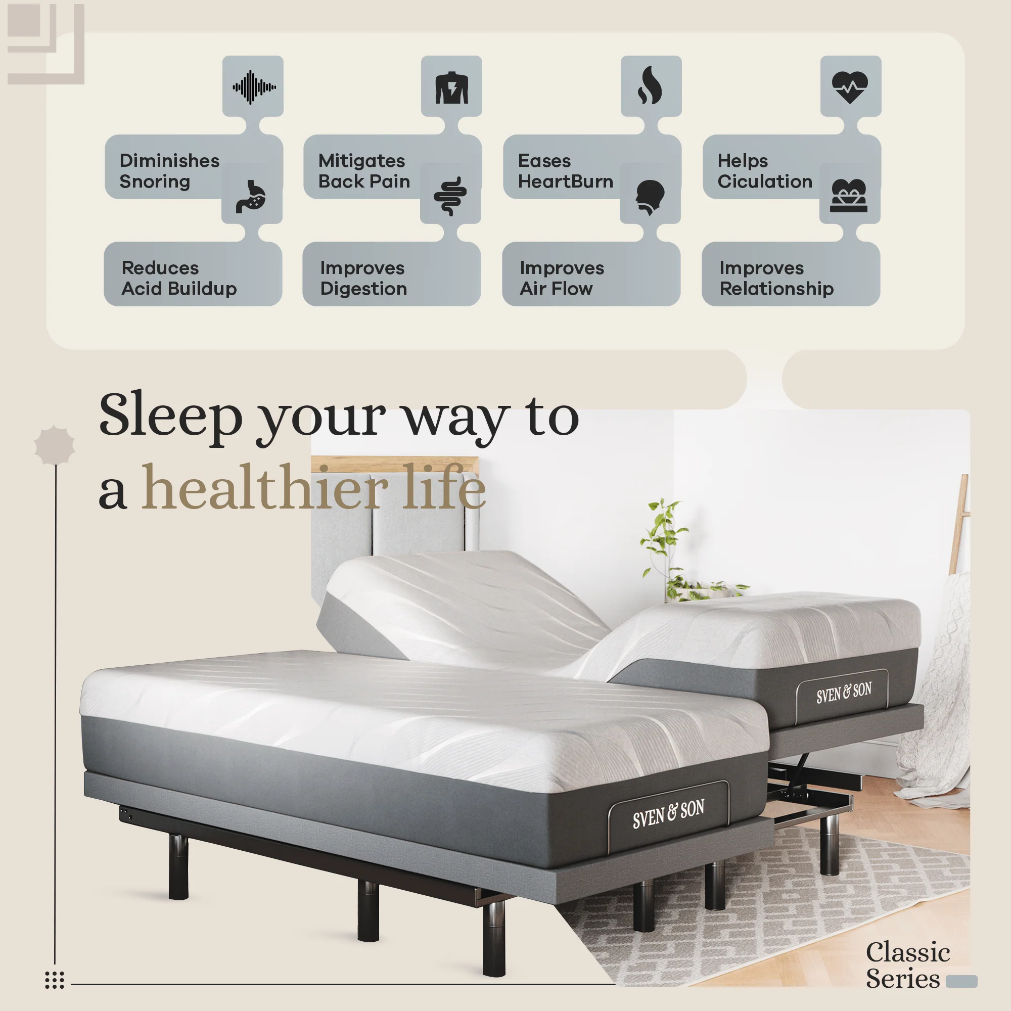 Classic Series Adjustable Bed Frame + Choice of Mattress Bundle - Image 70