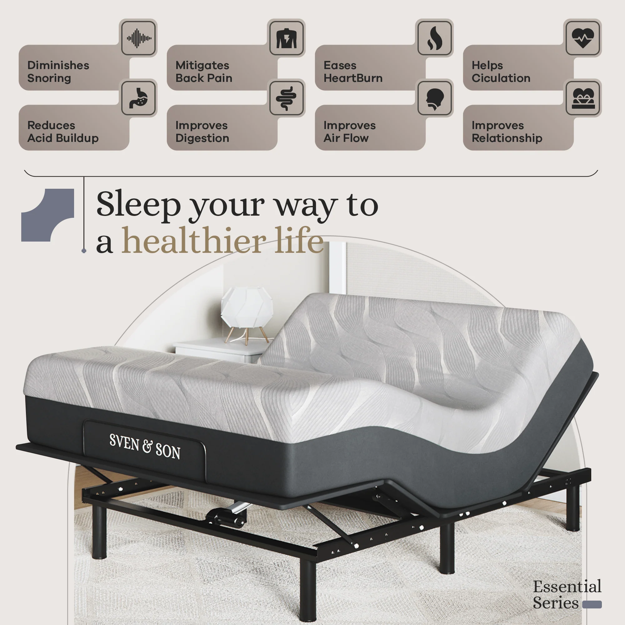 Essential Series Adjustable Bed Frame + Choice of Mattress Bundle - Image 125
