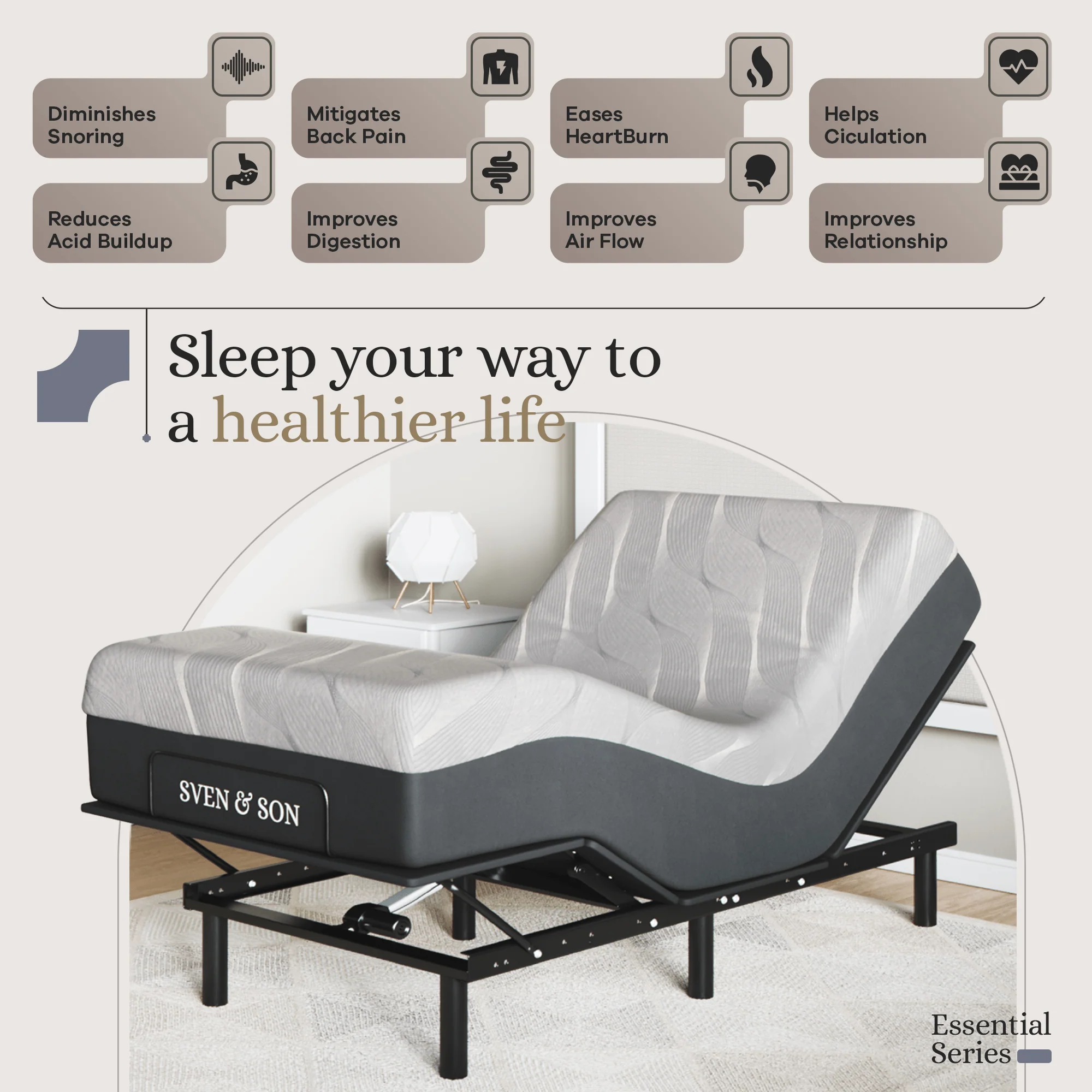 Essential Series Adjustable Bed Frame + Choice of Mattress Bundle - Image 163