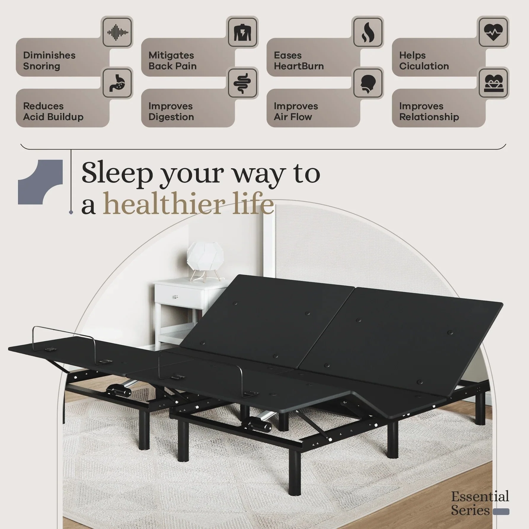 Essential Series Adjustable Bed Frame + Choice of Mattress Bundle - Image 185