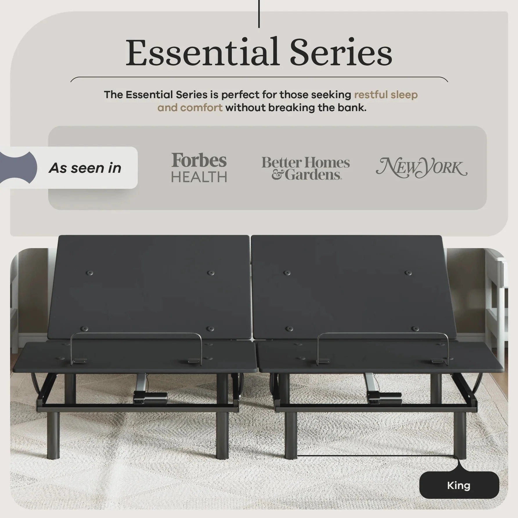 Essential Series Adjustable Bed Frame + Choice of Mattress Bundle - Image 186