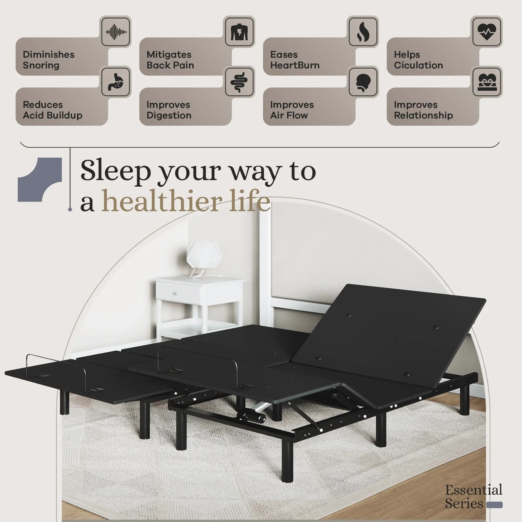 Essential Series Adjustable Bed Frame + Choice of Mattress Bundle - Image 196