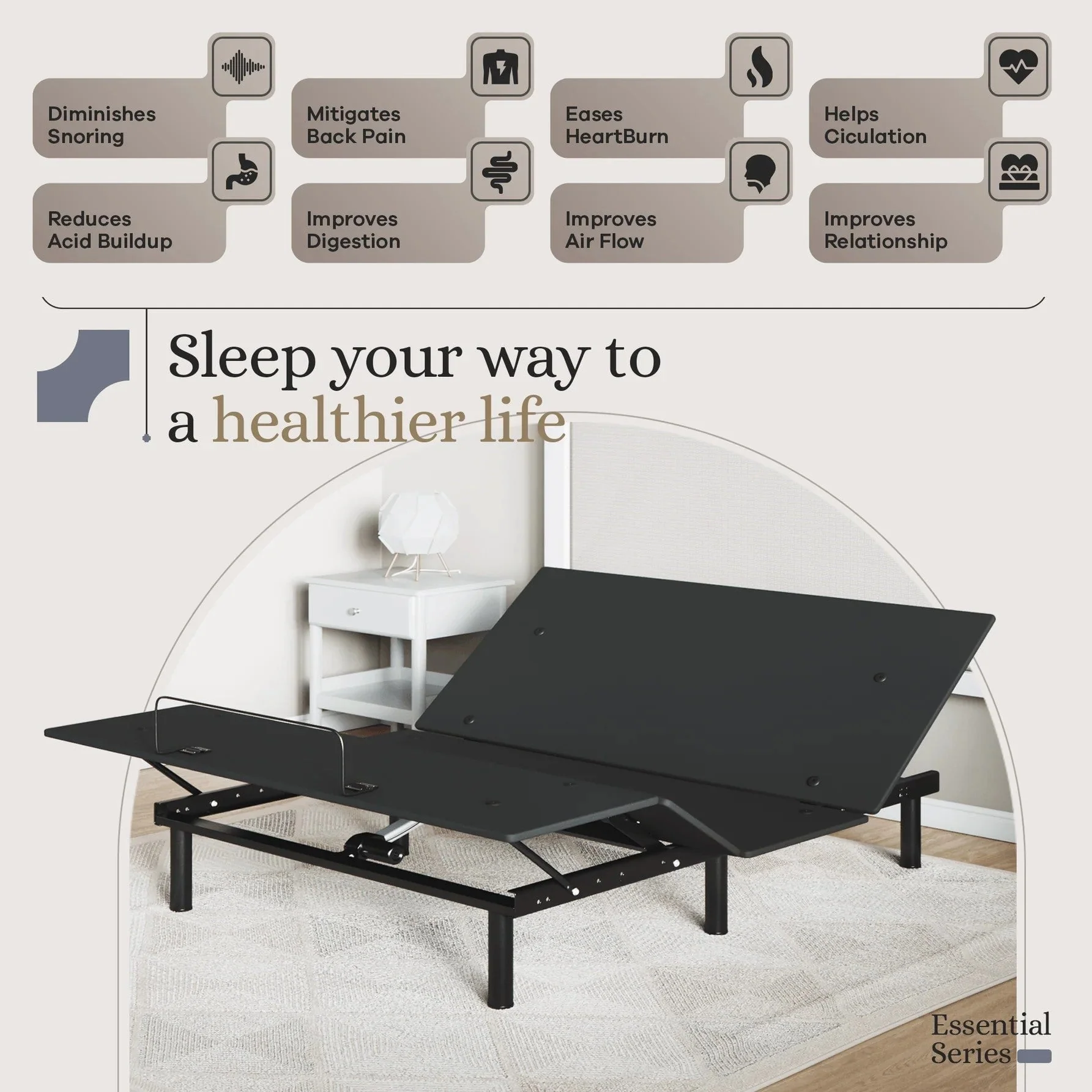 Essential Series Adjustable Bed Frame + Choice of Mattress Bundle - Image 208