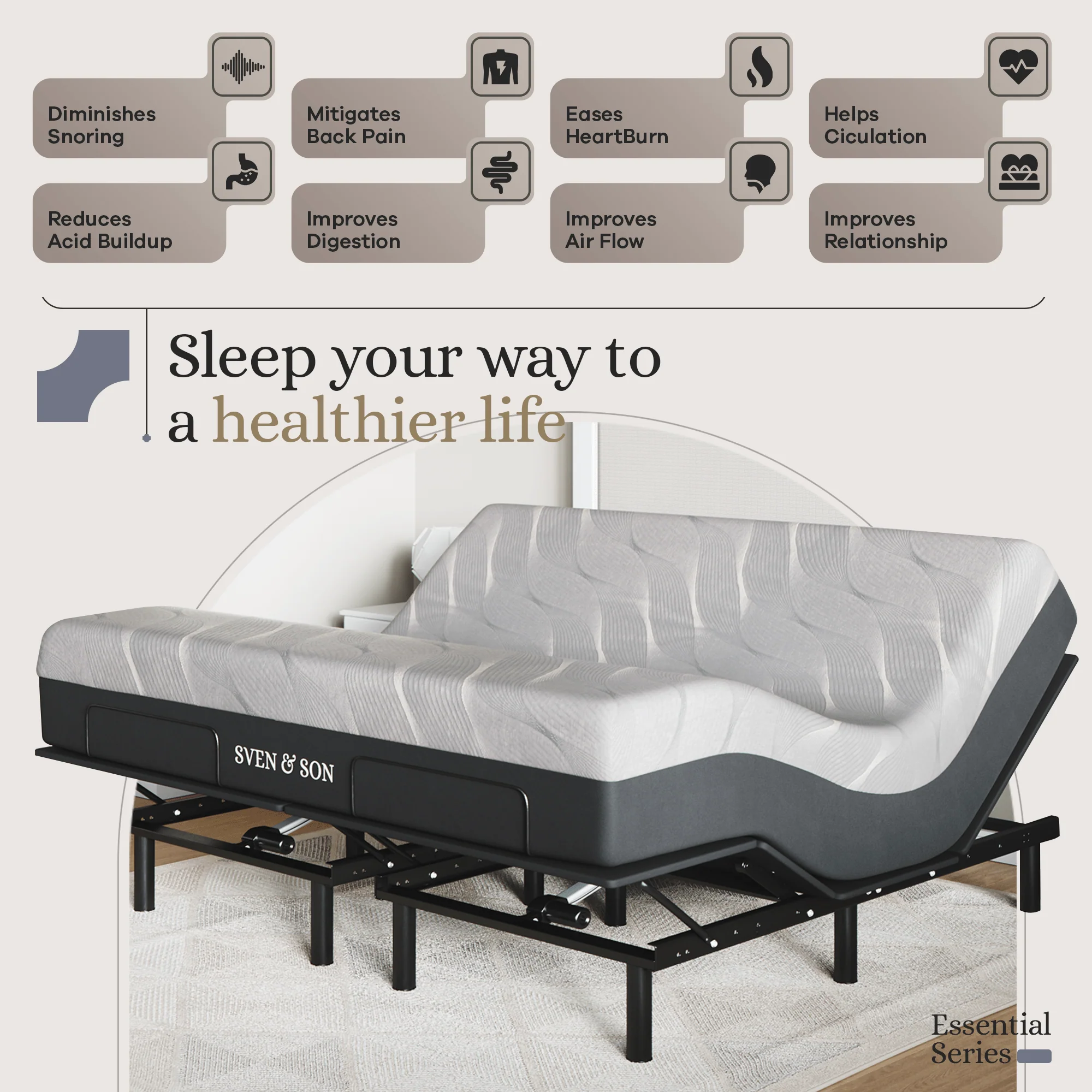 Essential Series Adjustable Bed Frame + Choice of Mattress Bundle - Image 74