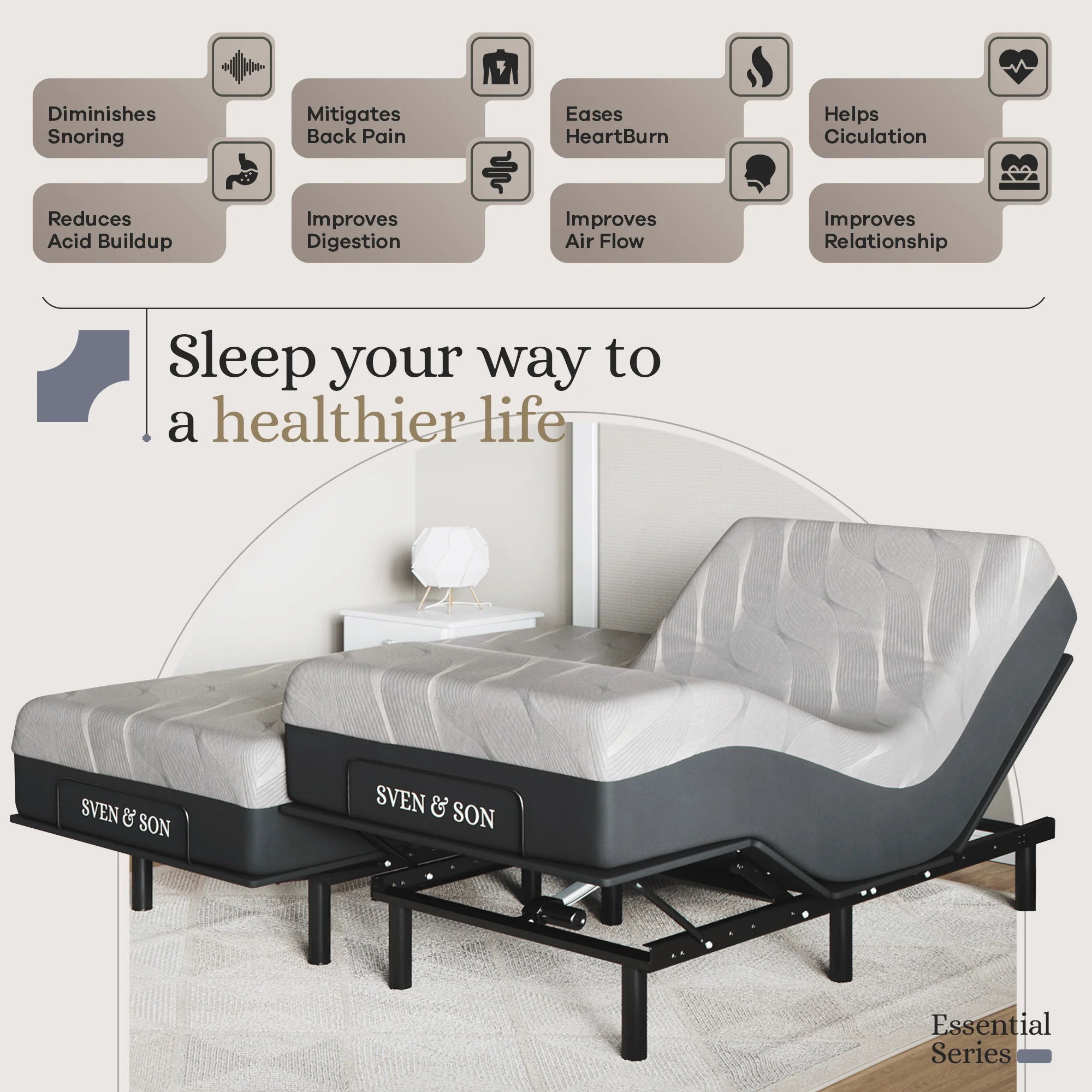 Essential Series Adjustable Bed Frame + Choice of Mattress Bundle - Image 89
