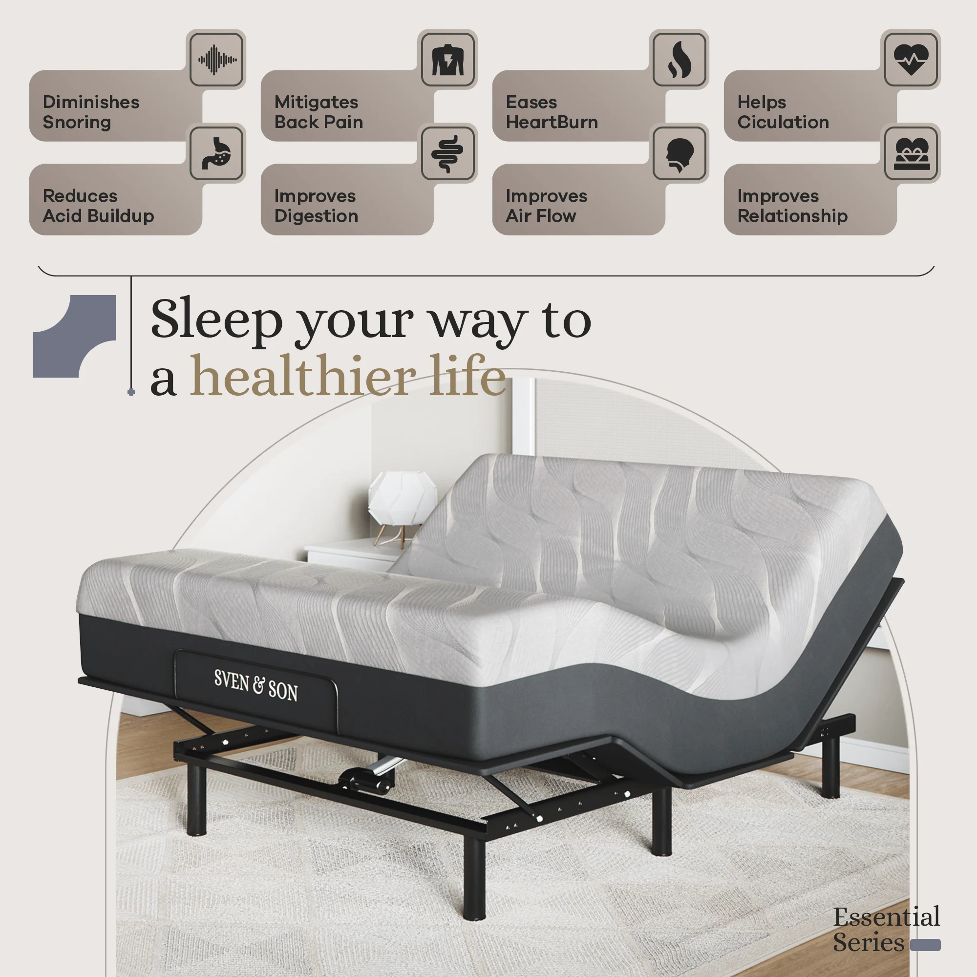 Essential Series Adjustable Bed Frame + Choice of Mattress Bundle - Image 97