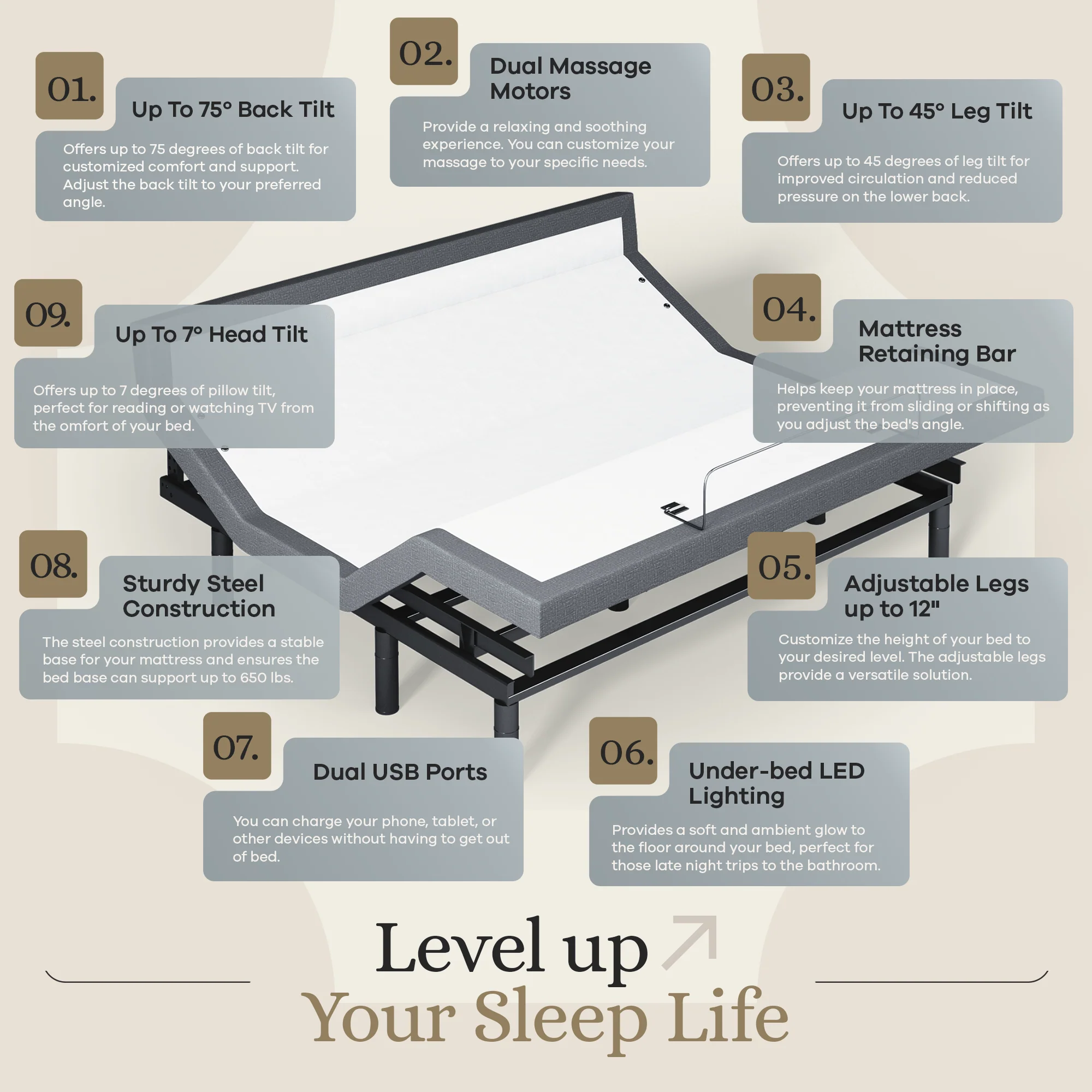 Harmony Series Adjustable Bed Frame + Choice of Mattress Bundle - Image 142