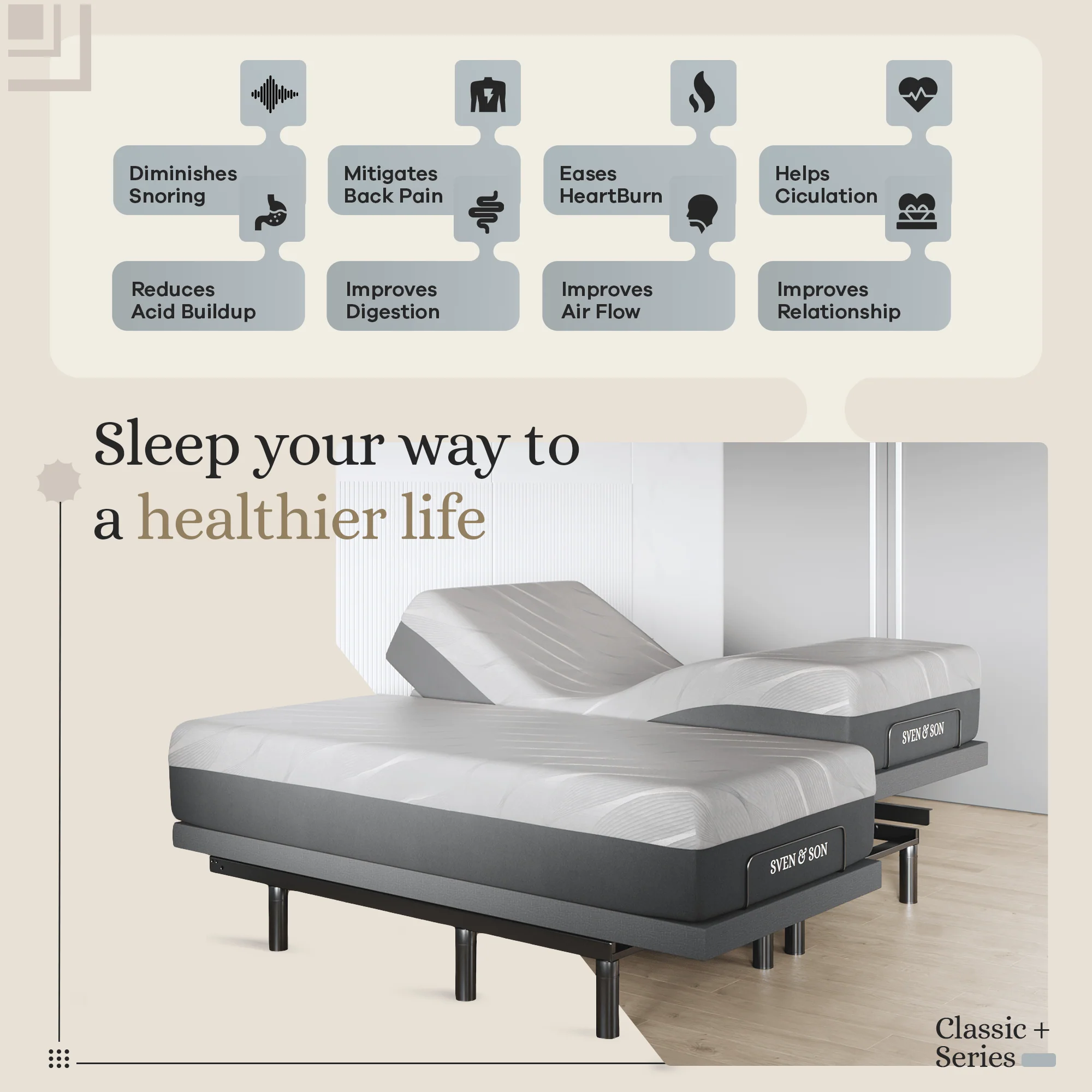 Harmony Series Adjustable Bed Frame + Choice of Mattress Bundle - Image 156