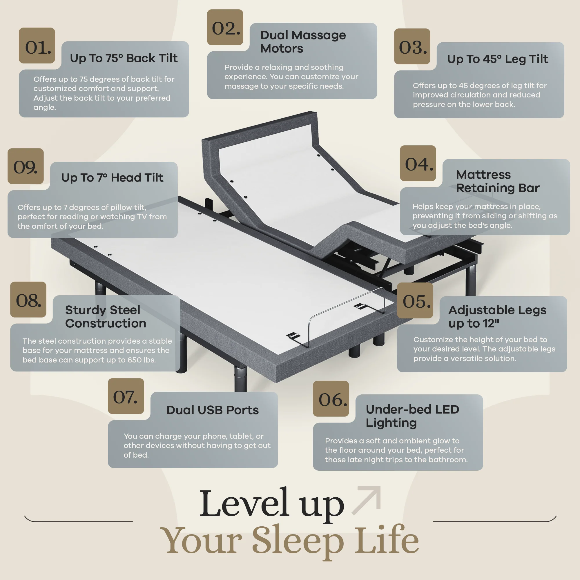 Harmony Series Adjustable Bed Frame + Choice of Mattress Bundle - Image 167