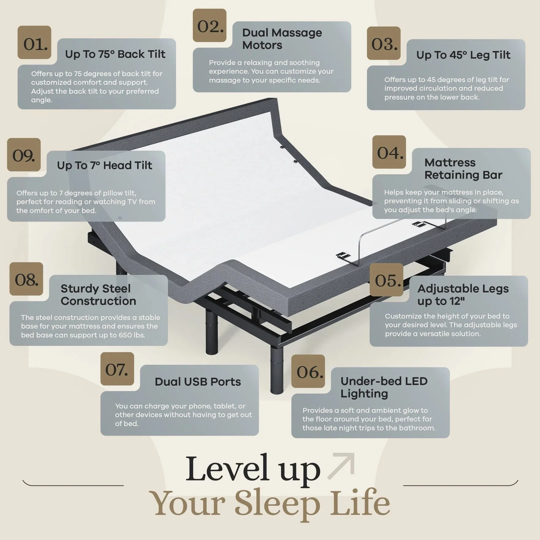 Harmony Series Adjustable Bed Frame + Choice of Mattress Bundle - Image 189