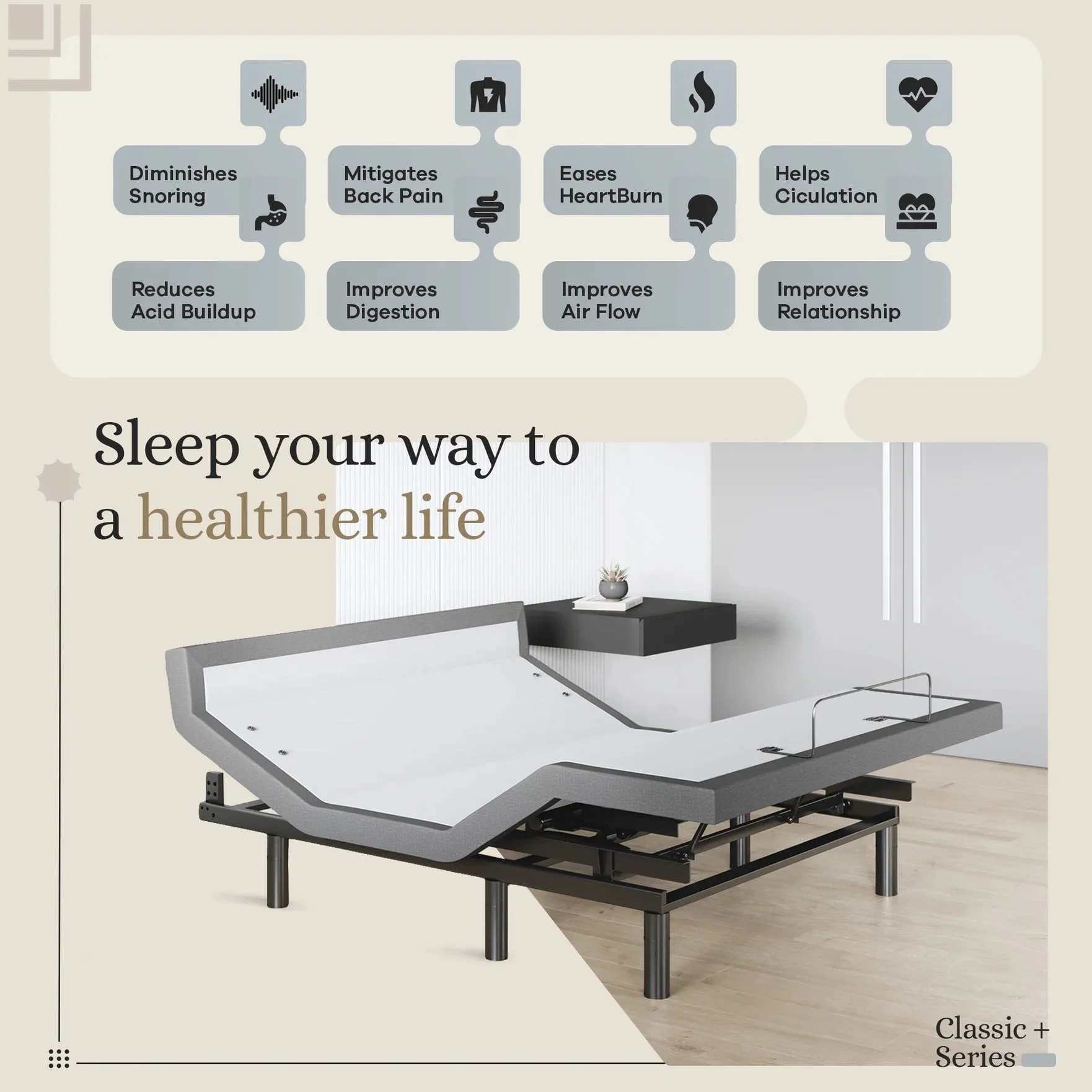 Harmony Series Adjustable Bed Frame + Choice of Mattress Bundle - Image 201