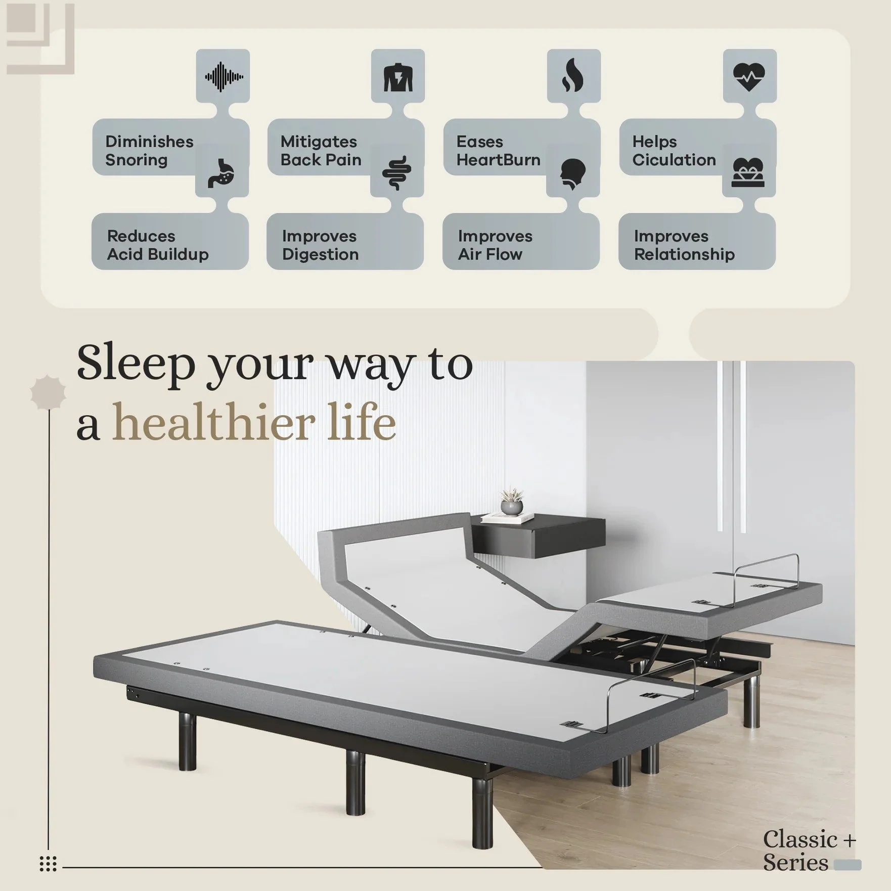 Harmony Series Adjustable Bed Frame + Choice of Mattress Bundle - Image 206