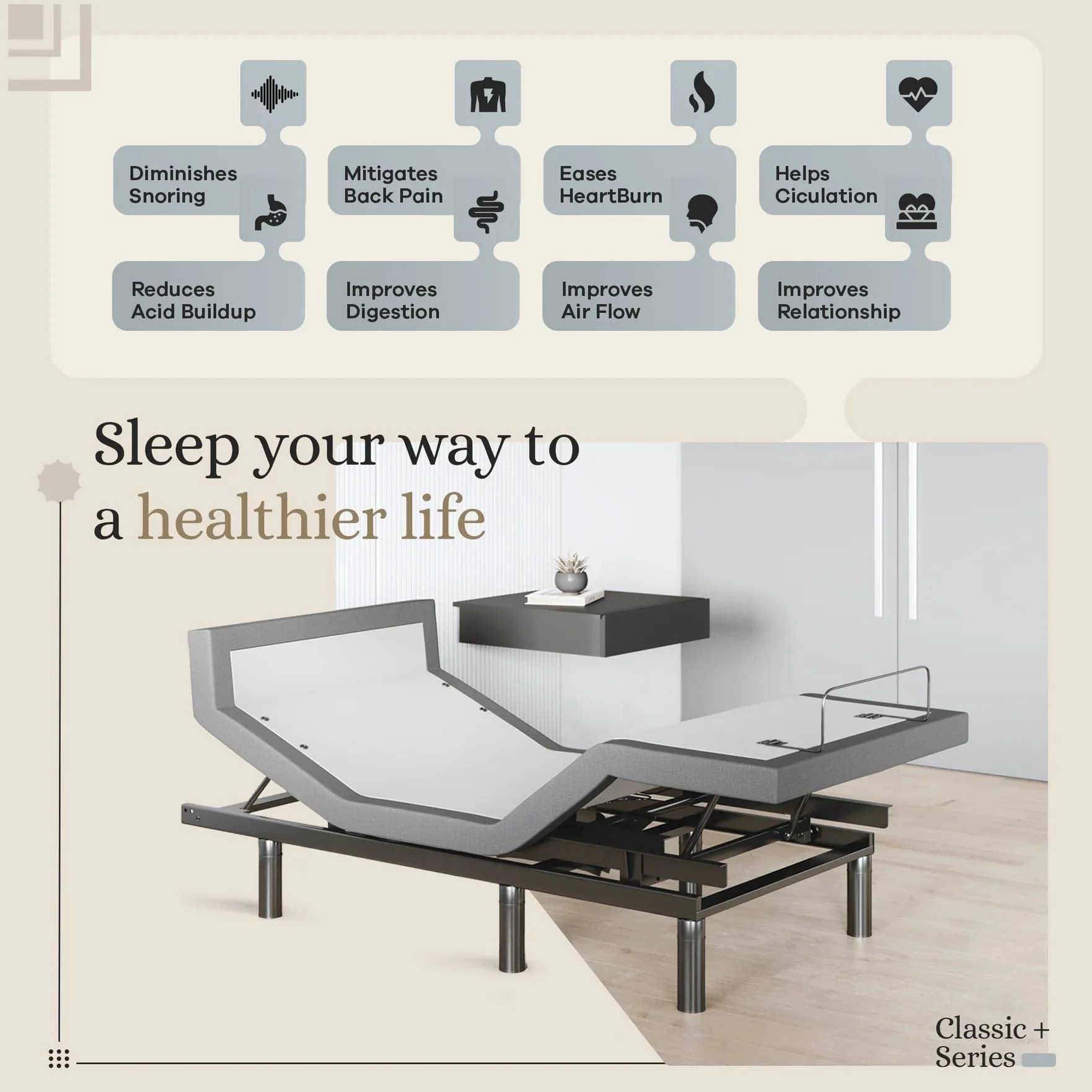 Harmony Series Adjustable Bed Frame + Choice of Mattress Bundle - Image 212