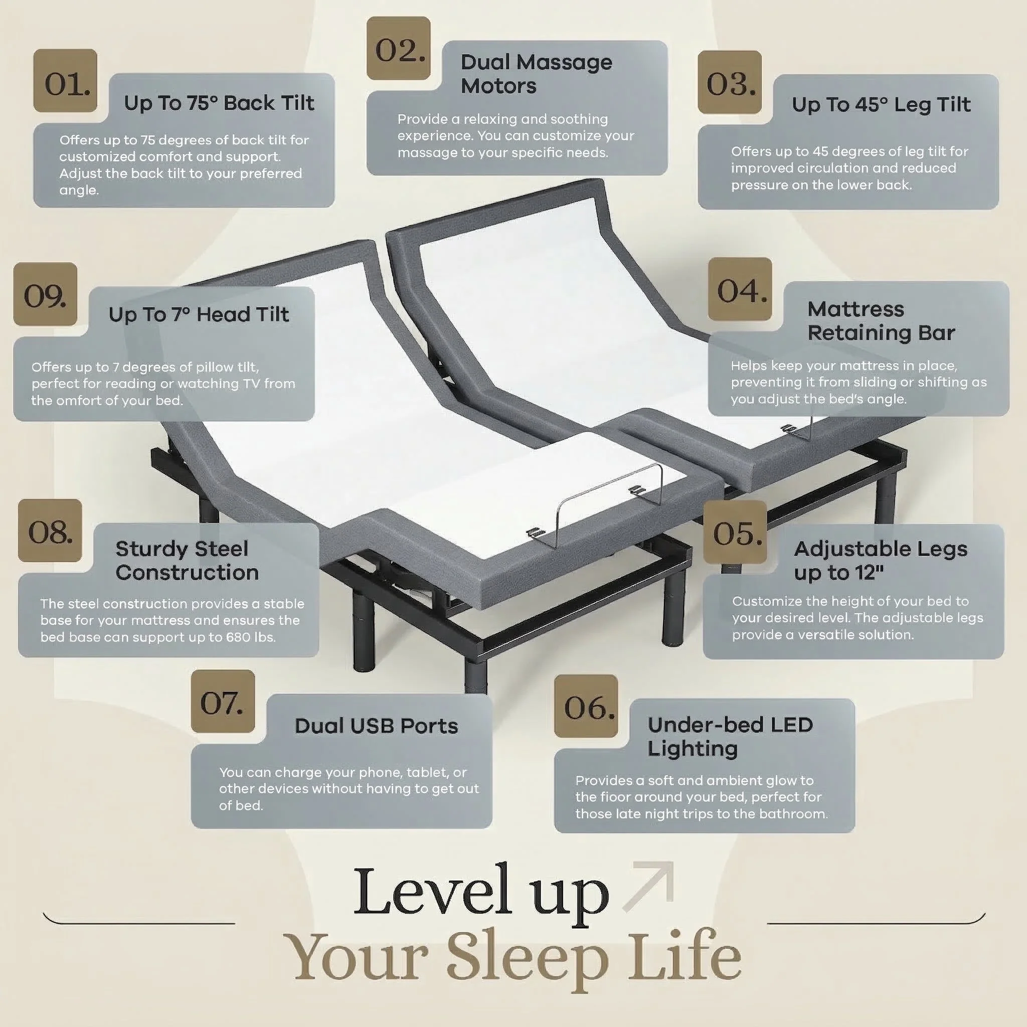 Harmony Series Adjustable Bed Frame + Choice of Mattress Bundle - Image 228