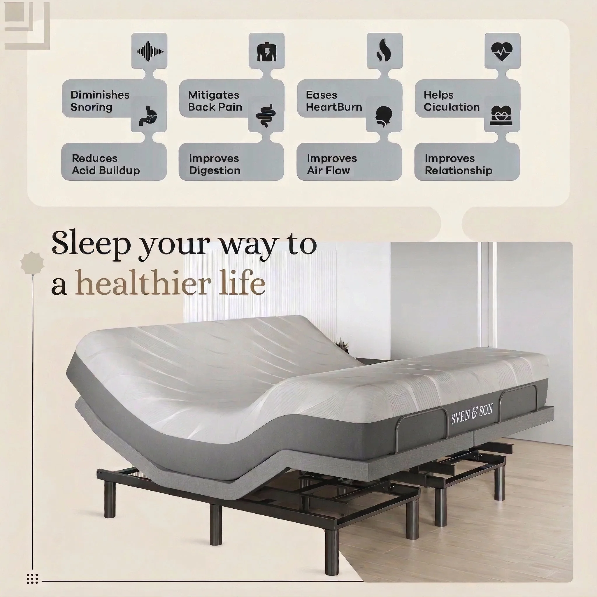 Harmony Series Adjustable Bed Frame + Choice of Mattress Bundle - Image 231