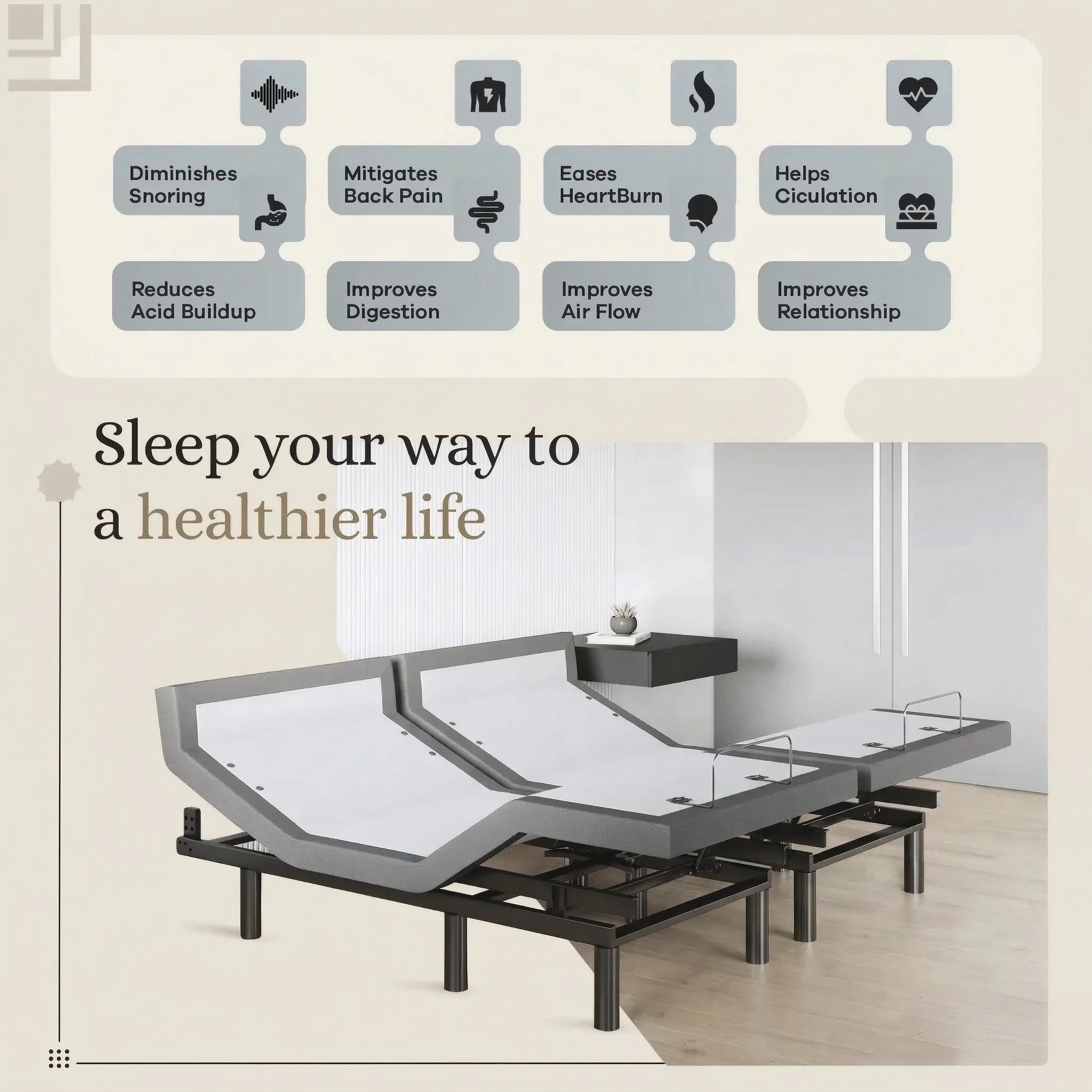 Harmony Series Adjustable Bed Frame + Choice of Mattress Bundle - Image 232