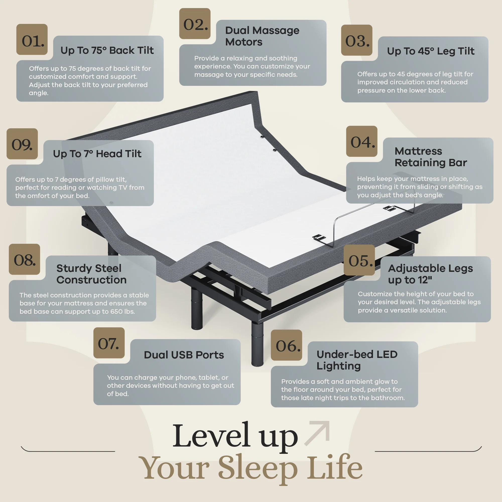 Harmony Series Adjustable Bed Frame + Choice of Mattress Bundle - Image 94