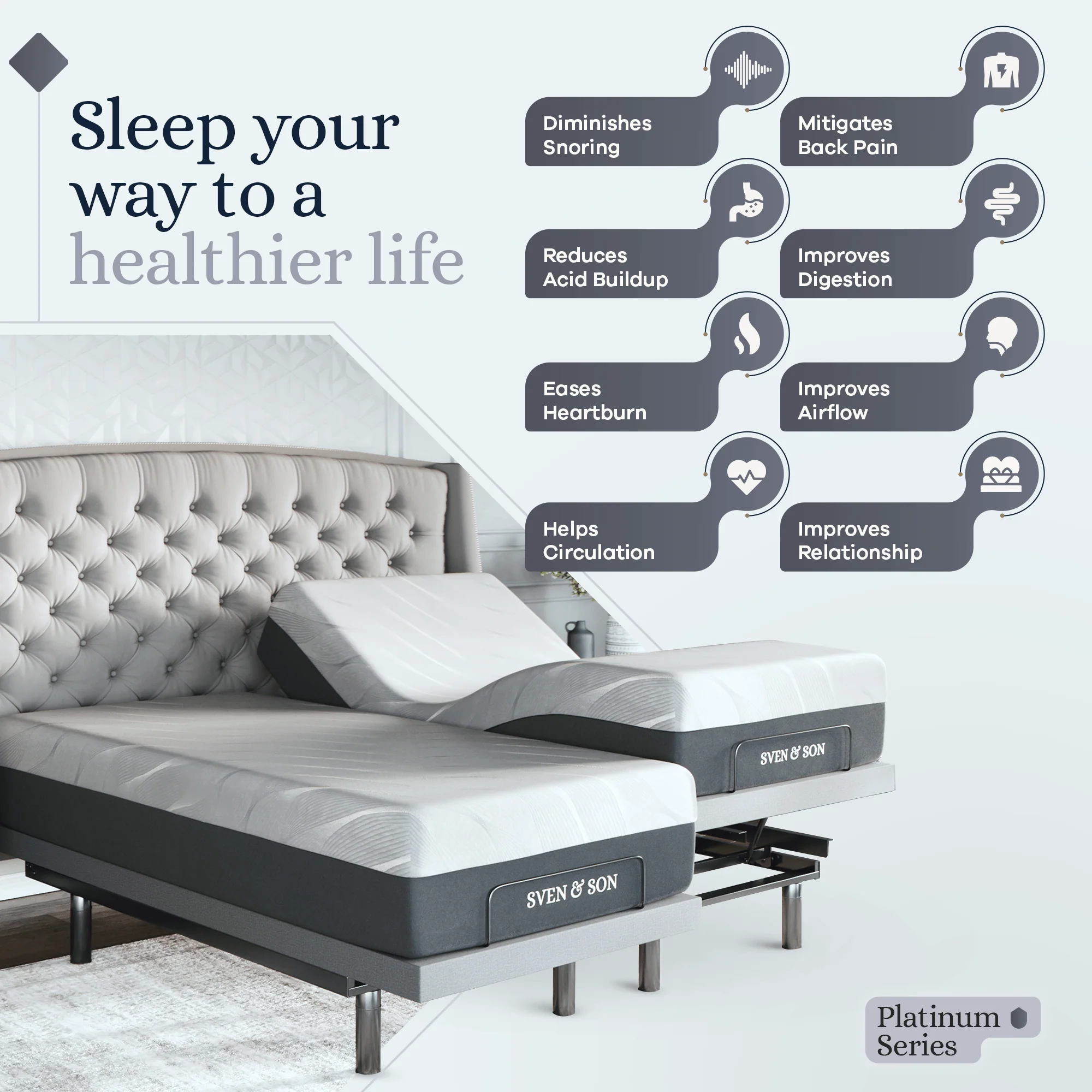 Platinum Series Adjustable Bed Frame + Choice of Mattress Bundle - Image 174