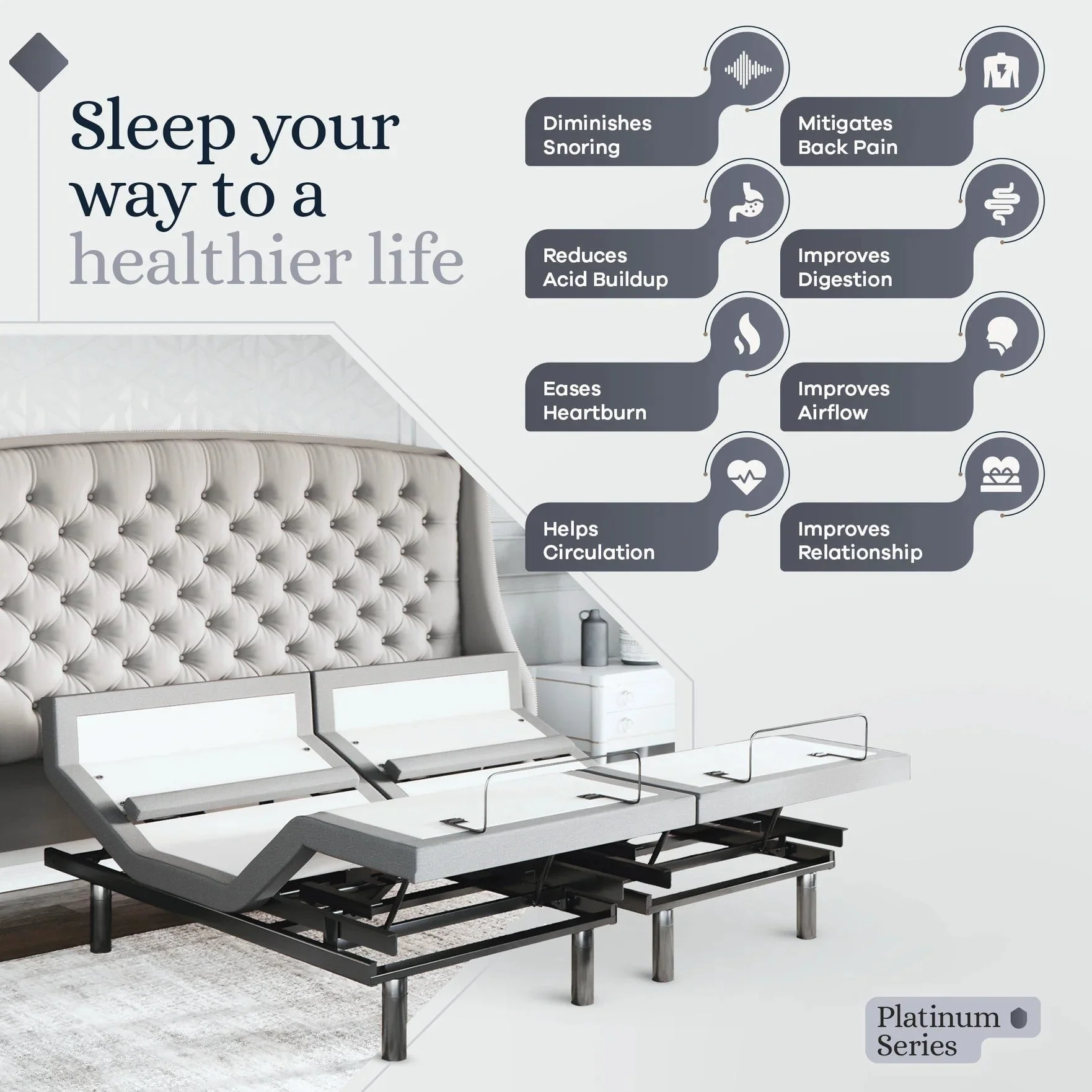 Platinum Series Adjustable Bed Frame + Choice of Mattress Bundle - Image 185