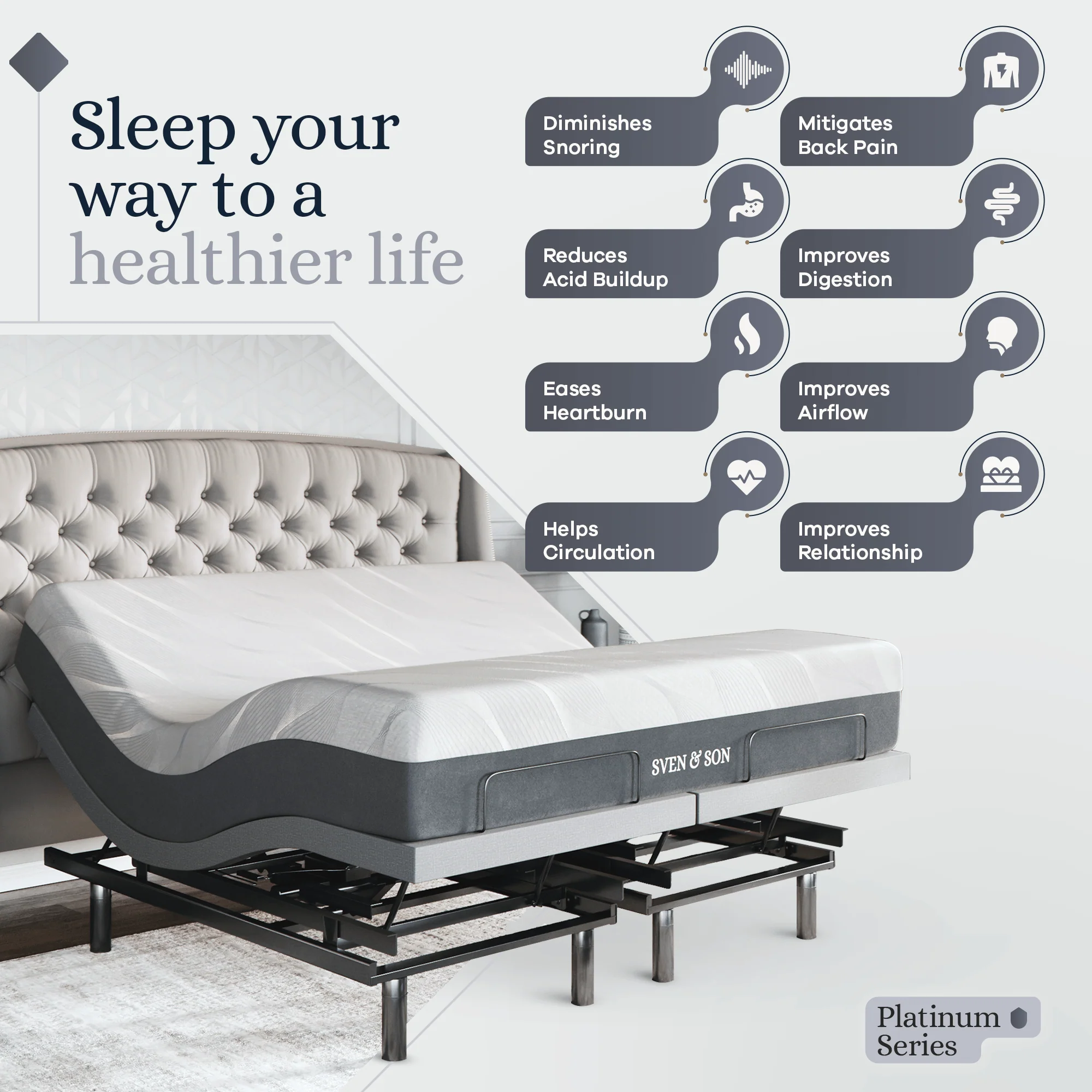 Platinum Series Adjustable Bed Frame + Choice of Mattress Bundle - Image 70